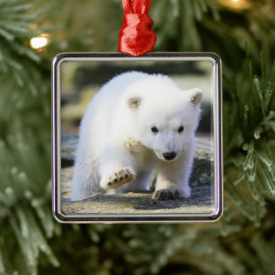 Niedliche Kleintiere Baby Polar Bear Cube Ornament Aus Metall