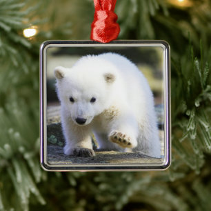 Niedliche Kleintiere   Baby Polar Bear Ornament Aus Metall
