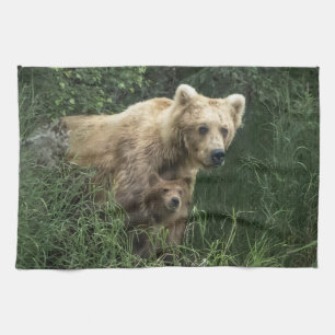Niedliche Kleintiere   Bear Mama Bear & Ihre Cubs Geschirrtuch