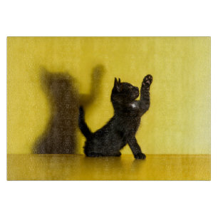 Niedliche Kleintiere Black Cat Playing Schneidebrett
