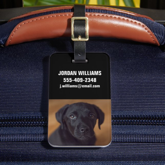 Niedliche Kleintiere | Black Labrador Puppy Gepäckanhänger (Vorderseite Insitu 2)