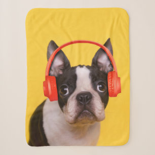 Niedliche Kleintiere Boston Terrier Kopfhörer Sherpadecke