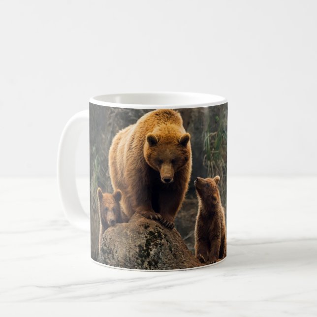 Niedliche Kleintiere | Braunbärenfamilie Kaffeetasse (Vorderseite Links)