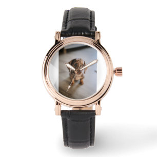 Niedliche Kleintiere   Braune Dackel Welpe Armbanduhr