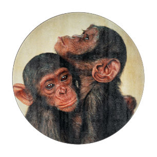 Niedliche Kleintiere Chimpanzee Hug Schneidebrett
