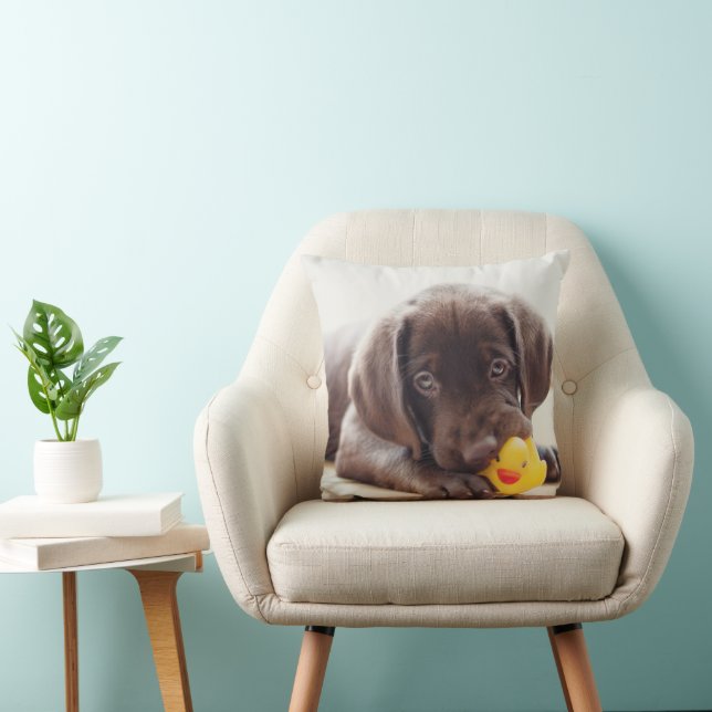 Niedliche Kleintiere | Chocolate Labrador Puppy Kissen (Stuhl )