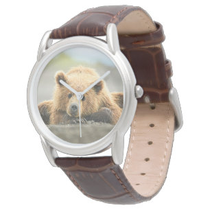 Niedliche Kleintiere   Coastal Brown Bären Cube Armbanduhr