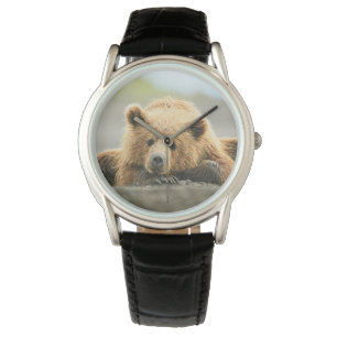 Niedliche Kleintiere Coastal Brown Bären Cube Armbanduhr