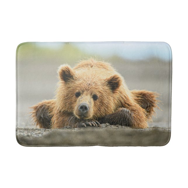 Niedliche Kleintiere | Coastal Brown Bären Cube Badematte (Vorderseite)