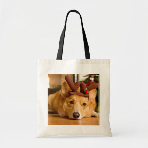 Niedliche Kleintiere Corgi Christmas Reindeer Tragetasche