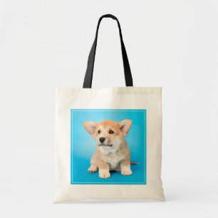 Niedliche Kleintiere Corgi Puppy auf blau Tragetasche