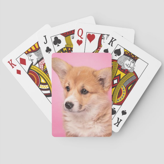 Niedliche Kleintiere | Corgi Puppy in Pink Spielkarten (Rückseite)