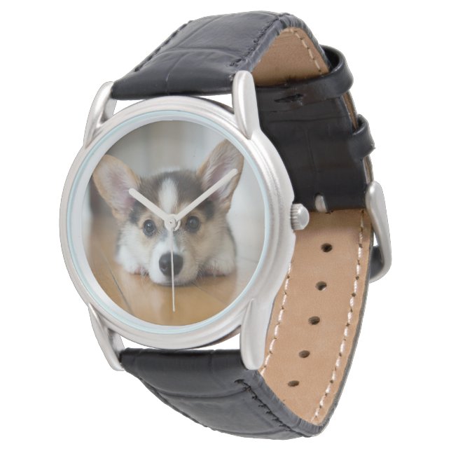 Niedliche Kleintiere | Corgi Puppy Looking Armbanduhr (Schrägansicht)