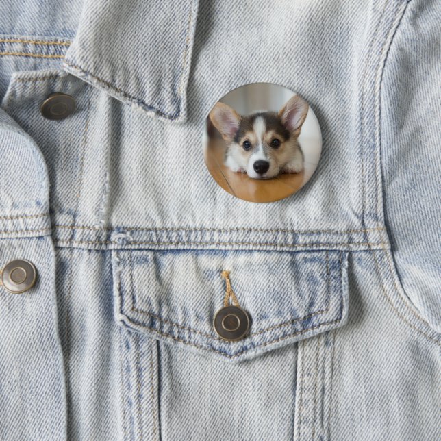 Niedliche Kleintiere | Corgi Puppy Looking Button (Beispiel)