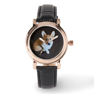 Niedliche Kleintiere Corgi Sucht nach oben Armbanduhr