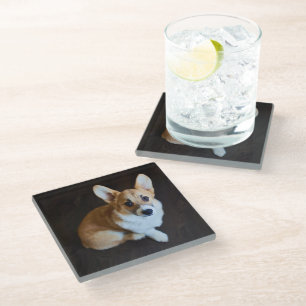 Niedliche Kleintiere Corgi Sucht nach oben Glasuntersetzer