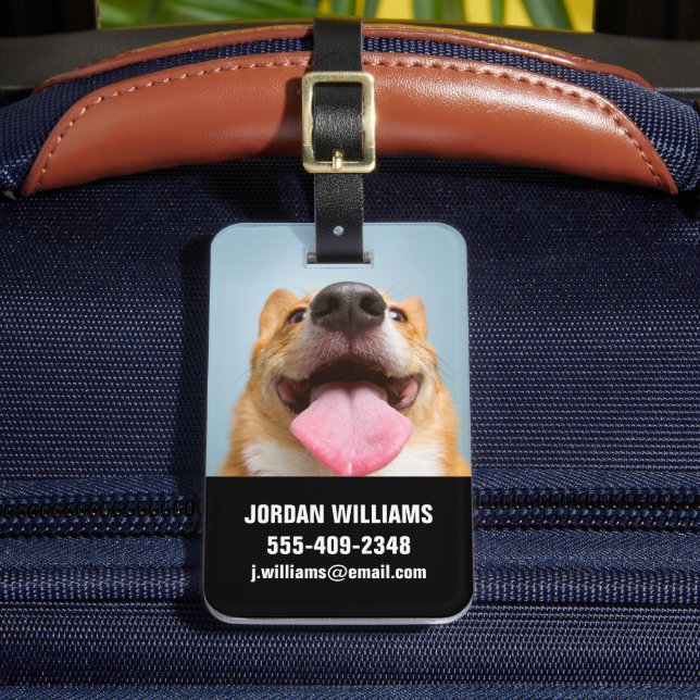 Niedliche Kleintiere | Corgi Tongue Gepäckanhänger (Vorderseite Insitu 2)