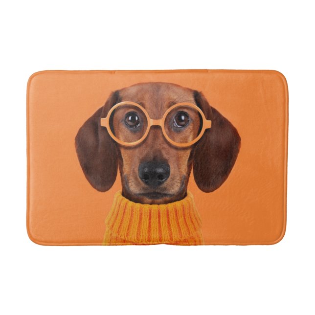 Niedliche Kleintiere | Dackel Orange Sweater Badematte (Vorderseite)