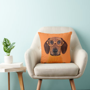 Niedliche Kleintiere Dackel Orange Sweater Kissen