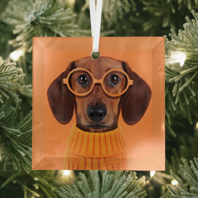 Niedliche Kleintiere | Dackel Orange Sweater Ornament Aus Glas (Insitu)