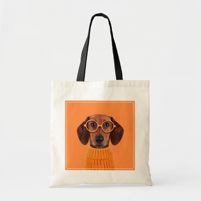 Niedliche Kleintiere | Dackel Orange Sweater Tragetasche (Vorne)