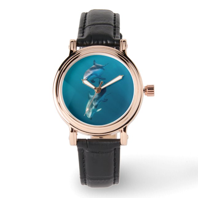 Niedliche Kleintiere | Dolphin-Familie Armbanduhr (Vorderseite)