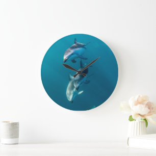 Niedliche Kleintiere Dolphin-Familie Große Wanduhr