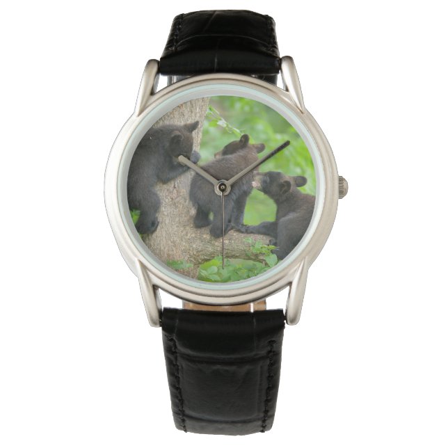 Niedliche Kleintiere | Drei junge Bärenkuppen Armbanduhr (Vorderseite)