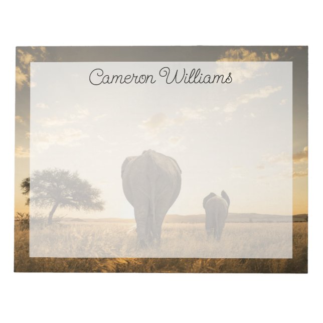 Niedliche Kleintiere | Elephant Calf & Mother Notizblock (Vorderseite)