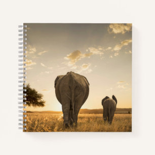 Niedliche Kleintiere Elephant Calf & Mother Notizbuch