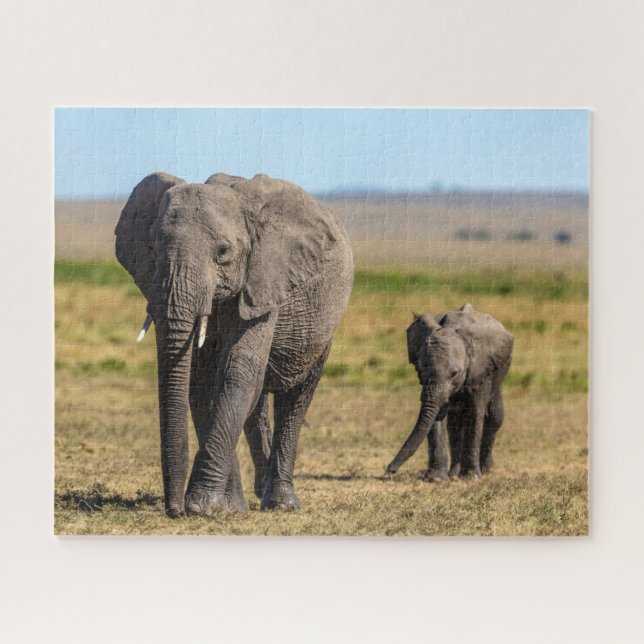 Niedliche Kleintiere | Elephant Mother & Baby (Horizontal)