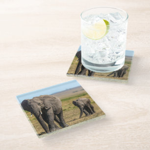 Niedliche Kleintiere Elephant Mother & Baby Glasuntersetzer