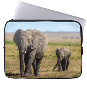 Niedliche Kleintiere Elephant Mother & Baby Laptopschutzhülle