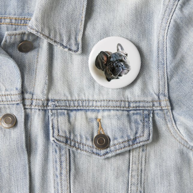 Niedliche Kleintiere | Französischer Bulldogge-Auf Button (Beispiel)