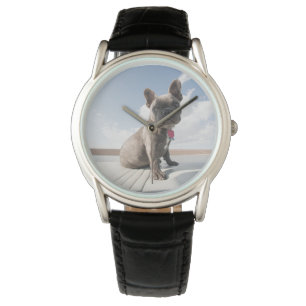 Niedliche Kleintiere   Französisches Bulldog-Boot Armbanduhr