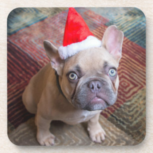 Niedliche Kleintiere French Bulldog Christmas Getränkeuntersetzer
