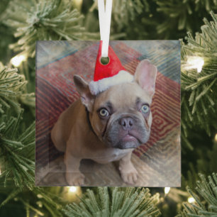 Niedliche Kleintiere French Bulldog Christmas Ornament Aus Glas