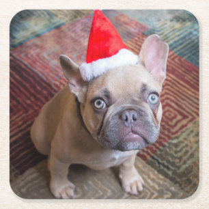 Niedliche Kleintiere French Bulldog Christmas Rechteckiger Pappuntersetzer