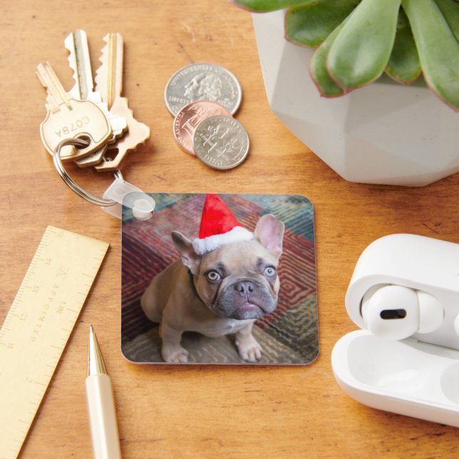 Niedliche Kleintiere | French Bulldog Christmas Schlüsselanhänger (Schreibtisch)