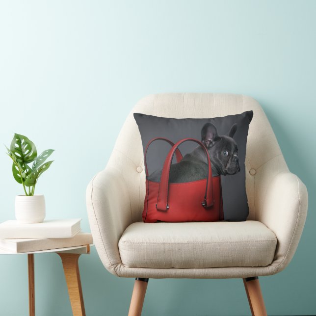 Niedliche Kleintiere | French Bulldog Red Hand Bag Kissen (Stuhl )