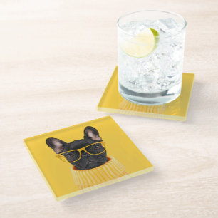 Niedliche Kleintiere French Bulldog-Sonnenbrille Glasuntersetzer
