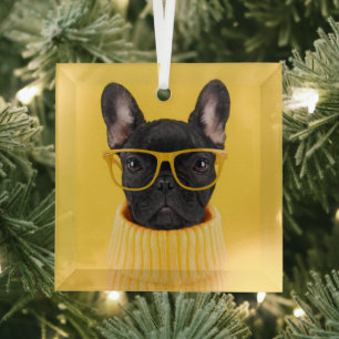Niedliche Kleintiere French Bulldog-Sonnenbrille Ornament Aus Glas