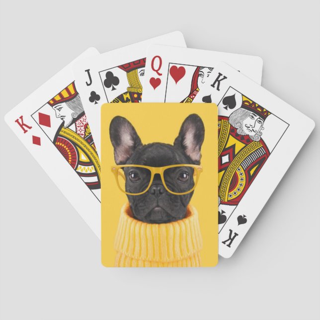 Niedliche Kleintiere | French Bulldog-Sonnenbrille Spielkarten (Rückseite)