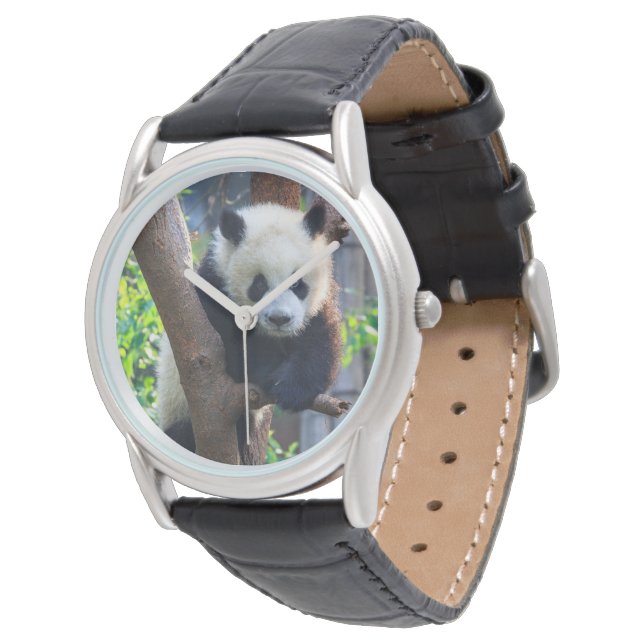 Niedliche Kleintiere | Giant Panda Cub Armbanduhr (Schrägansicht)