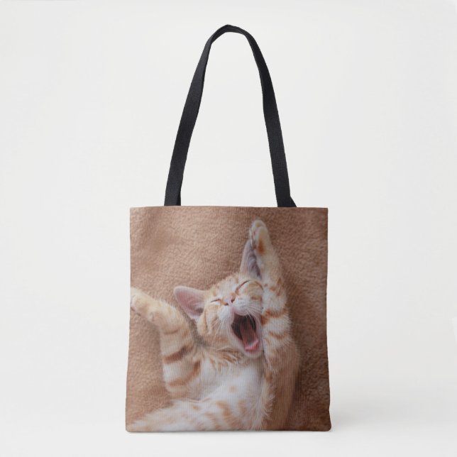 Niedliche Kleintiere | Ginger Kitten Yawning Tasche (Vorderseite)