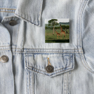 Niedliche Kleintiere   Giraffe Calf & Mama Button