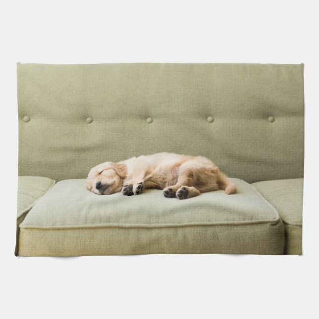 Niedliche Kleintiere | Golden Retriever Puppy 2 Geschirrtuch (Horizontal)