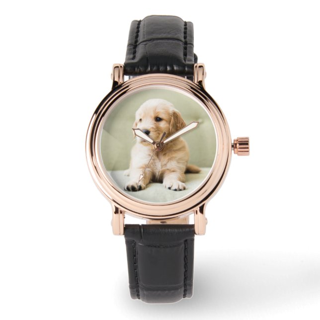 Niedliche Kleintiere | Golden Retriever Puppy Armbanduhr (Vorderseite)
