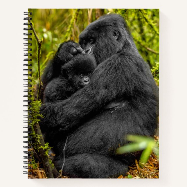 Niedliche Kleintiere | Gorilla & Baby Notizbuch (Vorderseite)