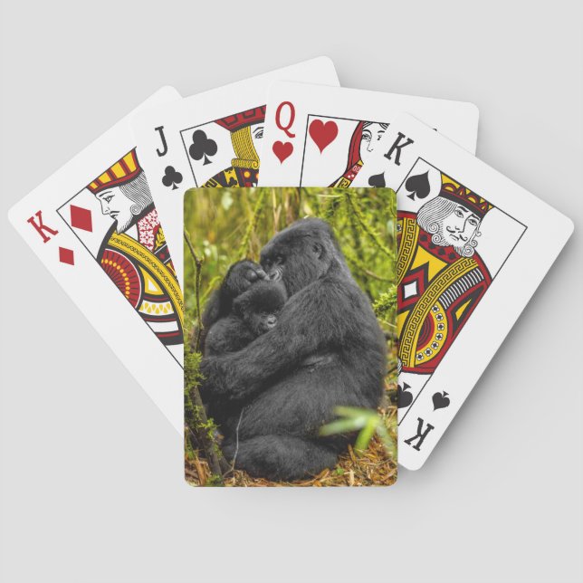 Niedliche Kleintiere | Gorilla & Baby Spielkarten (Rückseite)